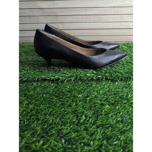 Vionic Josie Black Pointed Toe Kitten Heel Pumps Leather Shoes Size 8.5